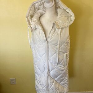 Merokeety Womens White Quilted Hooded Vest Size small